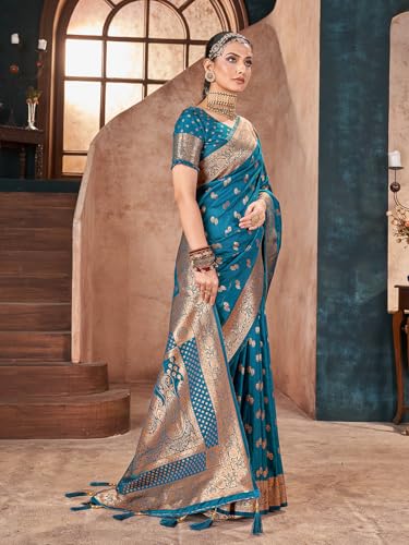 Image of Mehrang Women's Pure Kanjivaram Silk Saree Banarasi Silk Wedding Sarees for Women with Blouse Piece