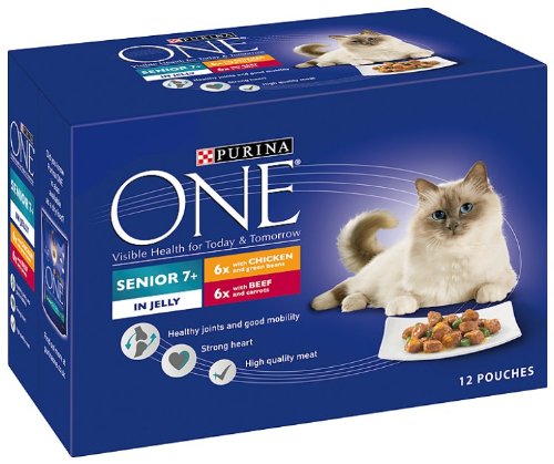 Purina One Senior Chicken and Beef in Jelly 12 x 85 g (Pack of 4)