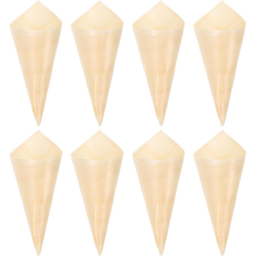 Generico 50 200 coni per fritti finger food monouso in legno di pino | VARIE MISURE | - ciotoline per aperitivo naturale - ciotole stuzzichini aperitivo O Portaconfetti (200 pezzi 13x5cm)