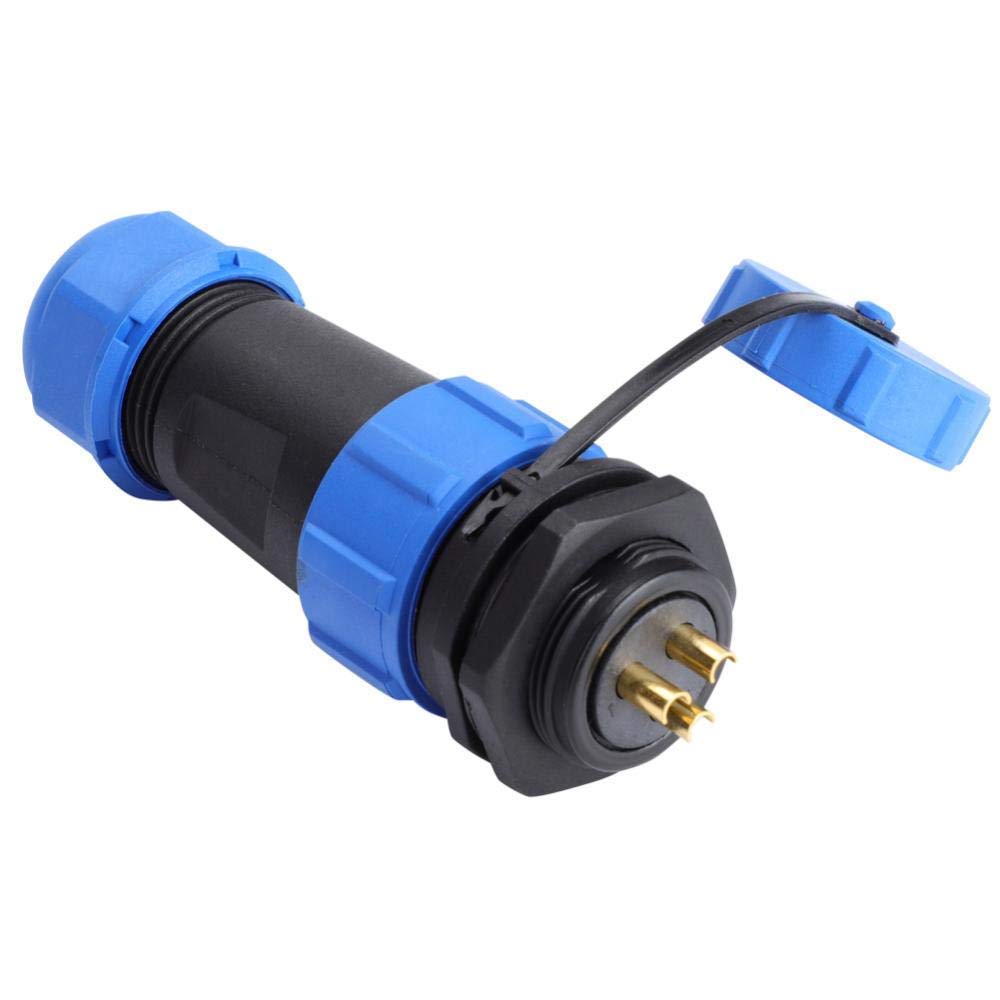 IP68 SP21 2Pin/3Pin/4Pin/5Pin/6Pin/7Pin/9Pin Waterproof Male Wire Panel Power Chassis Metal Fittings Connector Aviation Gold Plated(3 PIN)
