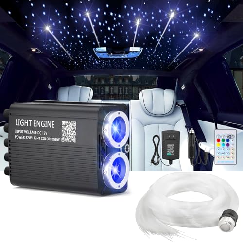 Image of VASTFIRE Starlight Headliner Kit 1300 Piece 0.03in*13.1ft 32W Twinkle & Meteor Dual-Engine 200 Shooting Stars RGBW Fiber Optic Lights Music Sync, DIY Interior Roof Ceiling for SUV /Truck /Jeep