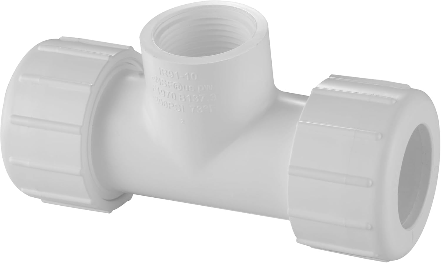 IR91 Series - Schedule 40 PVC Pipe Fitting (White) - Compression Tee - 1 (GASKET X GASKET X FIPT) 20 PCS | Quickly Fix Broken Pipe | Plumbing, Irrigation, Pool, Spa (IR91-10)