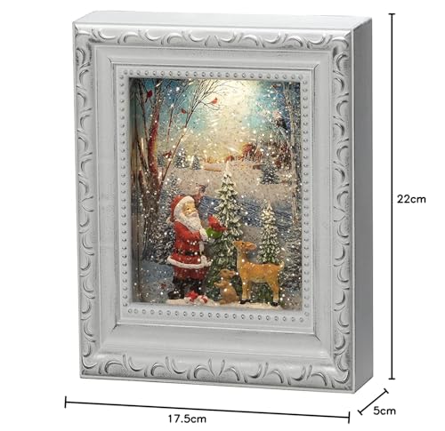 Konstsmide LED Snow Globe Santa Claus with Animals/Water Filled/Christmas Decorations Indoor Battery Lights/Timer/Battery Operated: 3xAA 1.5V (excl.) or USB (Inc), White