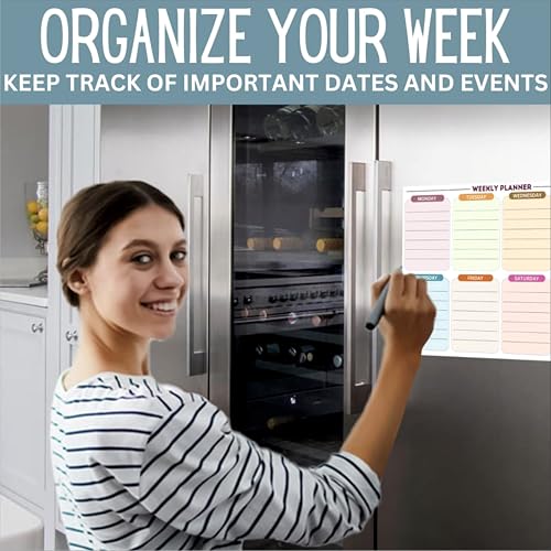 Image of Zesta Vinyl Magnetic Planner for Fridge | Cute Weekly Planner /Meal Planner with Marker | Rewritable Magnetic White Board for Fridge (Kuromi 11X11 Inches)