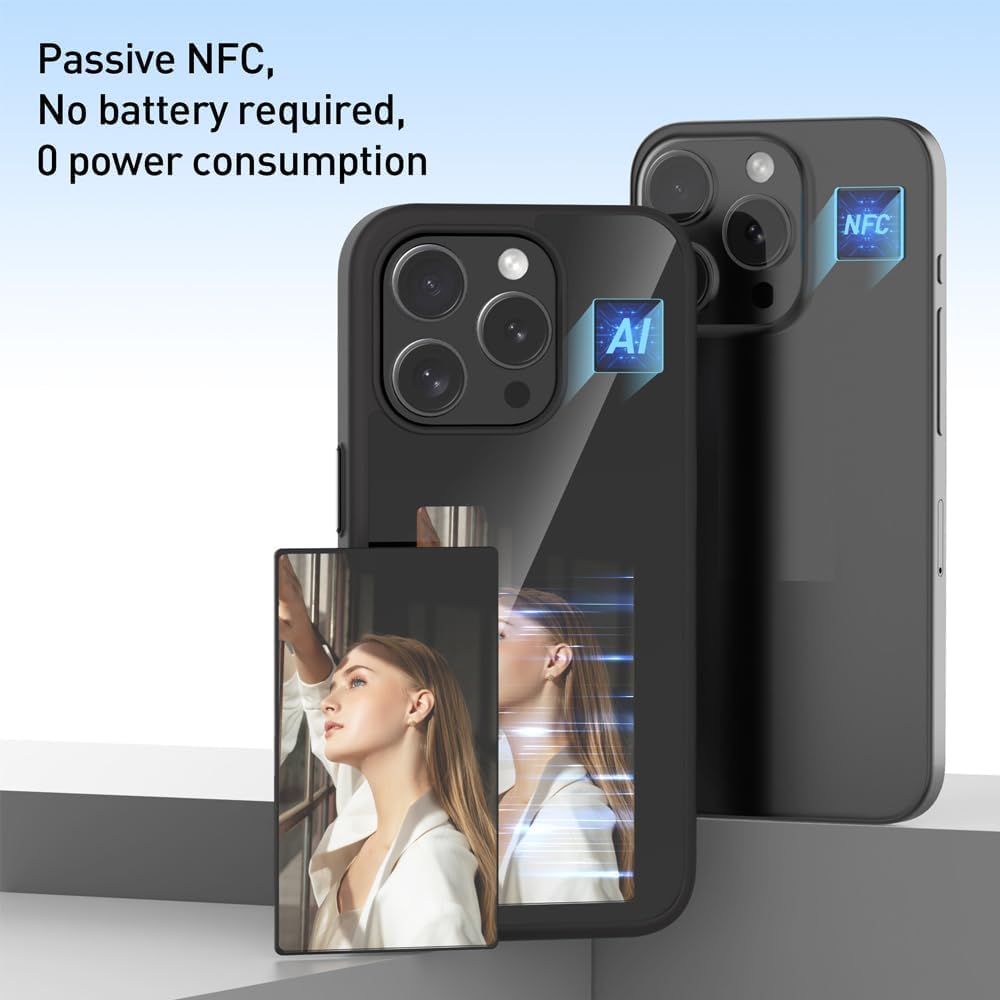 Etui Photoink - Oryginalne etui e-Ink do iPhone'a, etui na telefon komórkowy z klapką E-Ink, do iPhone'a 13/14/15/Pro/Pro Max (czarne, do iPhone14Pro Max)