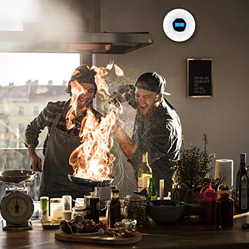 Smoke and Carbon Monoxide Detector Combo - with Voice Warning and LCD Display (AA Battery Not Include) CO Smoke Alarm Detector - 2 Pack