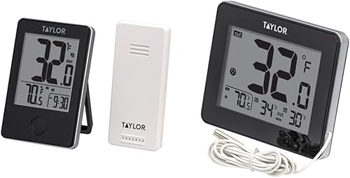 Taylor Precision Products Termómetro digital inalámbrico para interiores y exteriores y termómetro digital con cable Taylor
