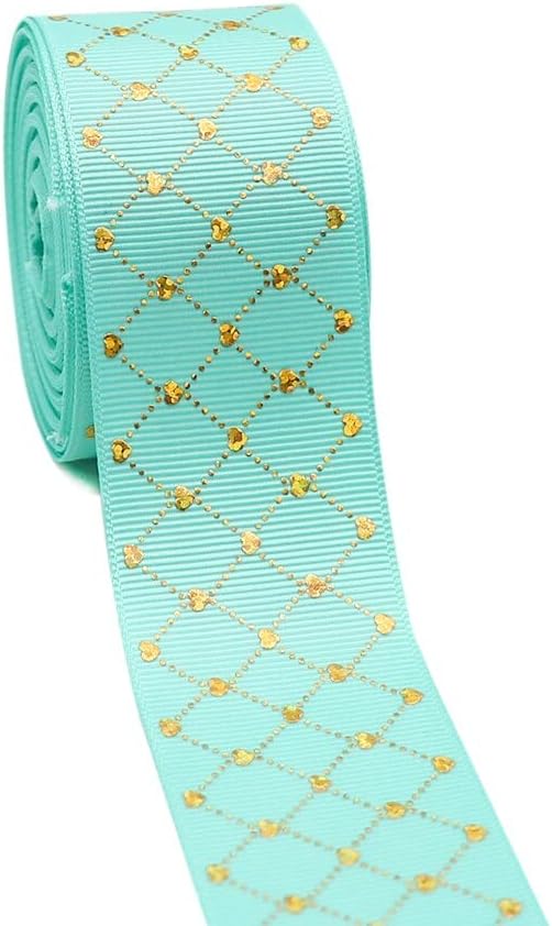 50 Yards 1.5'' 38Mm Gold Leaf Foil Printed Grosgrainribbon for Hair Accessories DIY Crafts Handmade Y2021111102 - (Color: 314; Size: 38Mm)