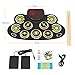 Electronic Drum Set Kids Foldable Practice Drum Pad Rechargeable Drum Kit, Built in Speakers Foot Pedals,Drum Sticks, Birthday Gift for Beginners (Yellow)