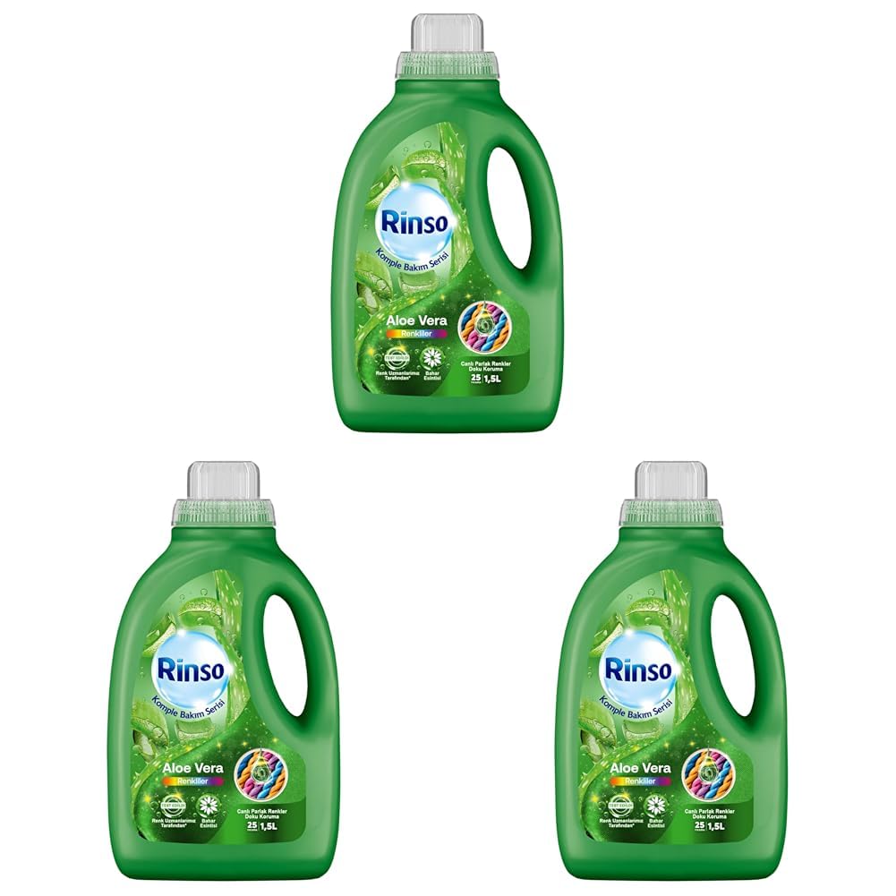 Rinso Sıvı Çamaşır Deterjanı Komple Bakım Serisi Aloe Vera Renkliler İçin 1.5 L (3 paketi)