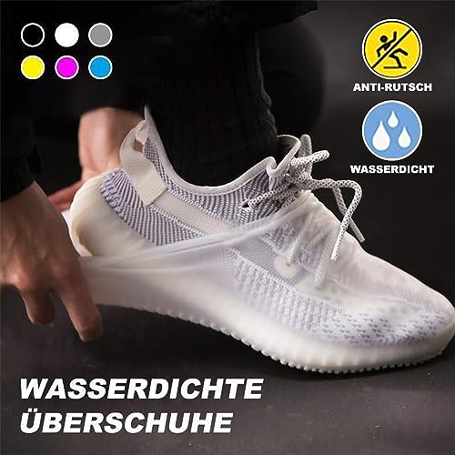 Silikon Regenüberschuhe, Silikon Überschuhe Wasserdichte Silikon Schuhüberzieher Wiederverwendbare rutschfeste Überschuhe Anti-Rutsch Schuhüberzieher für Regen, Schlammige Straßen (M, Rosa)