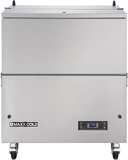 Maxx Cold MXMC34HC Milk Cooler Compact One-Sided Milk Cooler with Stainless Steel Construction, Stores up to Eight 13-Inch Wide Milk Crates, 34-Inch, Metallic