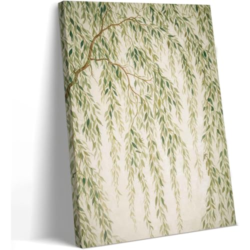 Framed Canvas Wall Art Ready to Hang Watercolor Botanical Willow