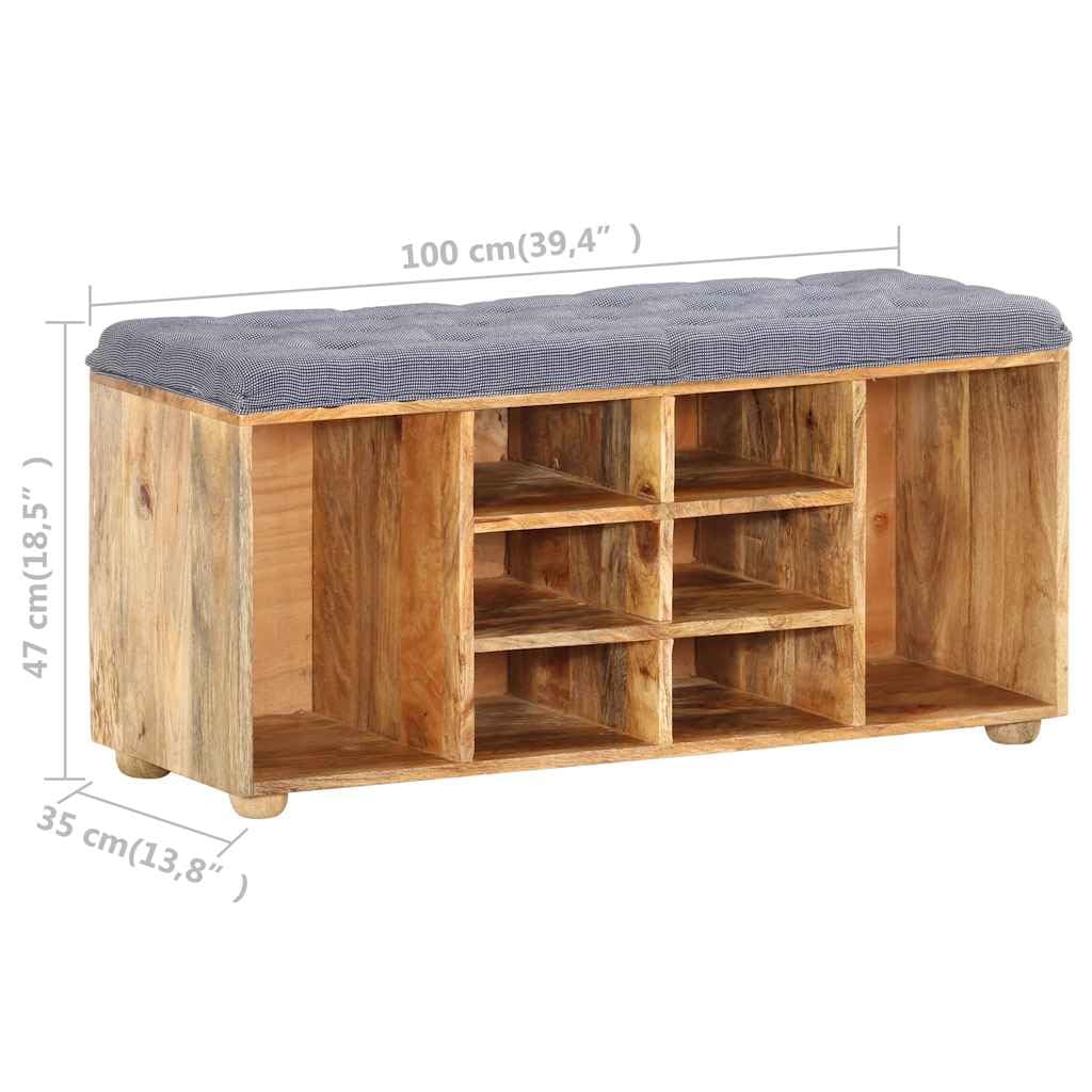 Ławka wejściowa 100 x 35 x 47 cm z litego drewna mango