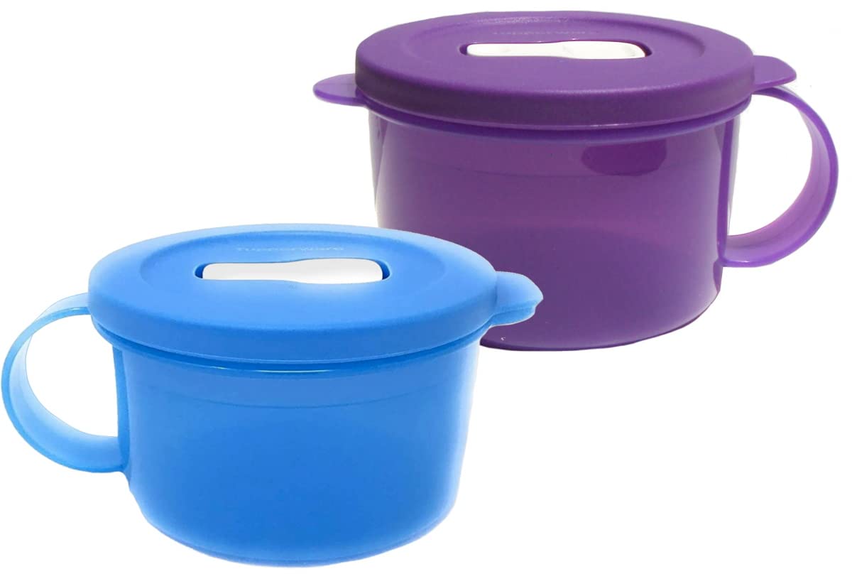 Amazon.com: Tupperware Set of 2 CrystalWave Soup Mugs Blue and