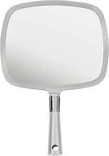 Comprar Mirrorvana Espejo con Mango, Espejo de Mano Grande para clínica Dental, salón de Belleza, barbería, peluquería, Afeitado y Maquillaje (Plata)