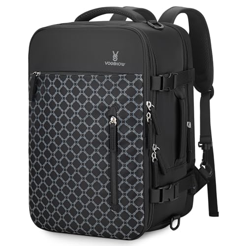 Vogshow für Ryanair Handgepäck 40x20x25 Carry-On Rucksack Wasserdicht Reiserucksack mit 17.3 Zoll Laptopfach 20L Schwarz