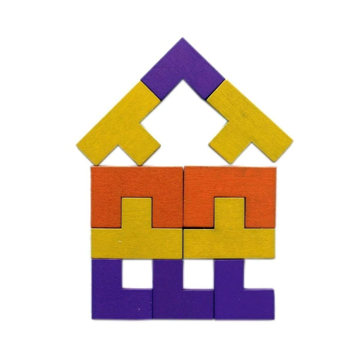 Pamidhar Wooden Brain Teaser Jigsaw Puzzle Building Block Montessori Intelligence Game Educational Toy for Children (Pack of 1) (Multicolor) 3
