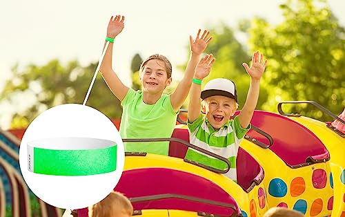 Wristco Neon Green Tyvek Wristbands For Events - 500 Count ¾” X 10” - Waterproof Recyclable Comfortable Tear Resistant Paper Bracelets Wrist Bands For Concerts Festivals Admission Party Tours #TOP1