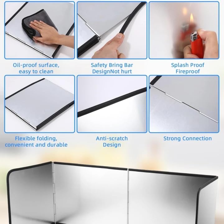 Protector de aceite para estufa de gas en papel de aluminio plegable juego de 5 piezas 3
