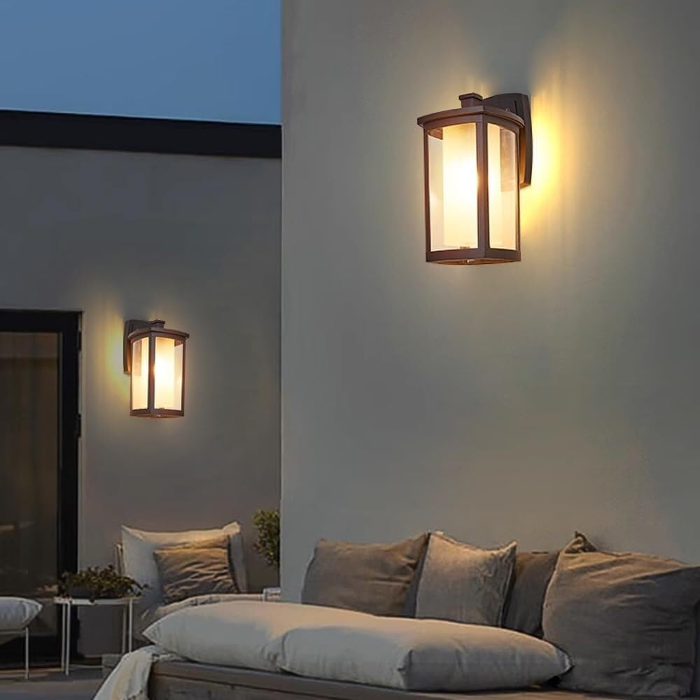 Zewnetrzna Nowoczesna Lampa Ścienna Zewnętrzna Z Kloszem Szklanym, Wodoodporna, Aluminiowa Do Przedpokoju Lampa Scienna