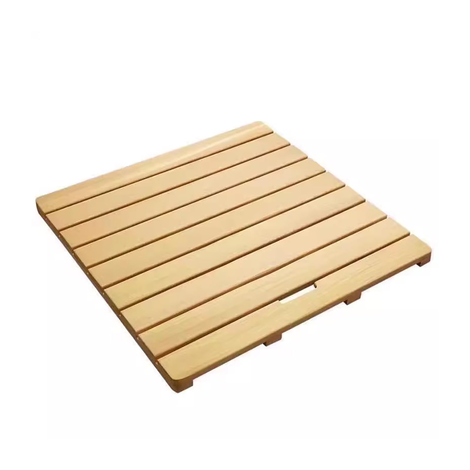 Alfombrilla de baño de bambú antideslizante con asa, rejilla de ducha rectangular, alfombra de bañera de spa, tapete de puerta de cocina, 65 x 65 cm, duradero, no tóxico, diseño ecológico