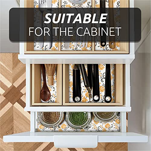 Fifty-Feet 12X120 Inch Shelf Liner For Kitchen Cabinets, Pvc Drawer Liner For Dresser Non-Slip Bathroom, Non-Adhesive Cabinet Liner Washable (Yellow Floral)(1 Roll) #TOP7