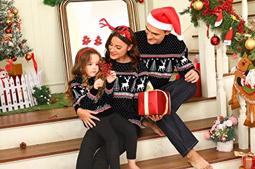 Image of Cowasto Mens Crewneck Christmas Sweater Family Matching Sets Knitted Sweater Pullover