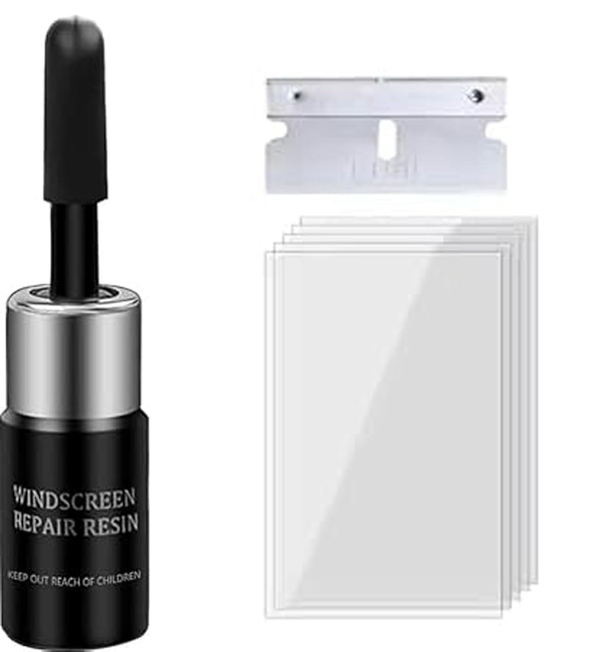 Windscreen Repair Resin Kit with Glass Repair Tool, Professional Auto Glass Crack Repair Kit, Black Bottle with Silver Cap-image-15