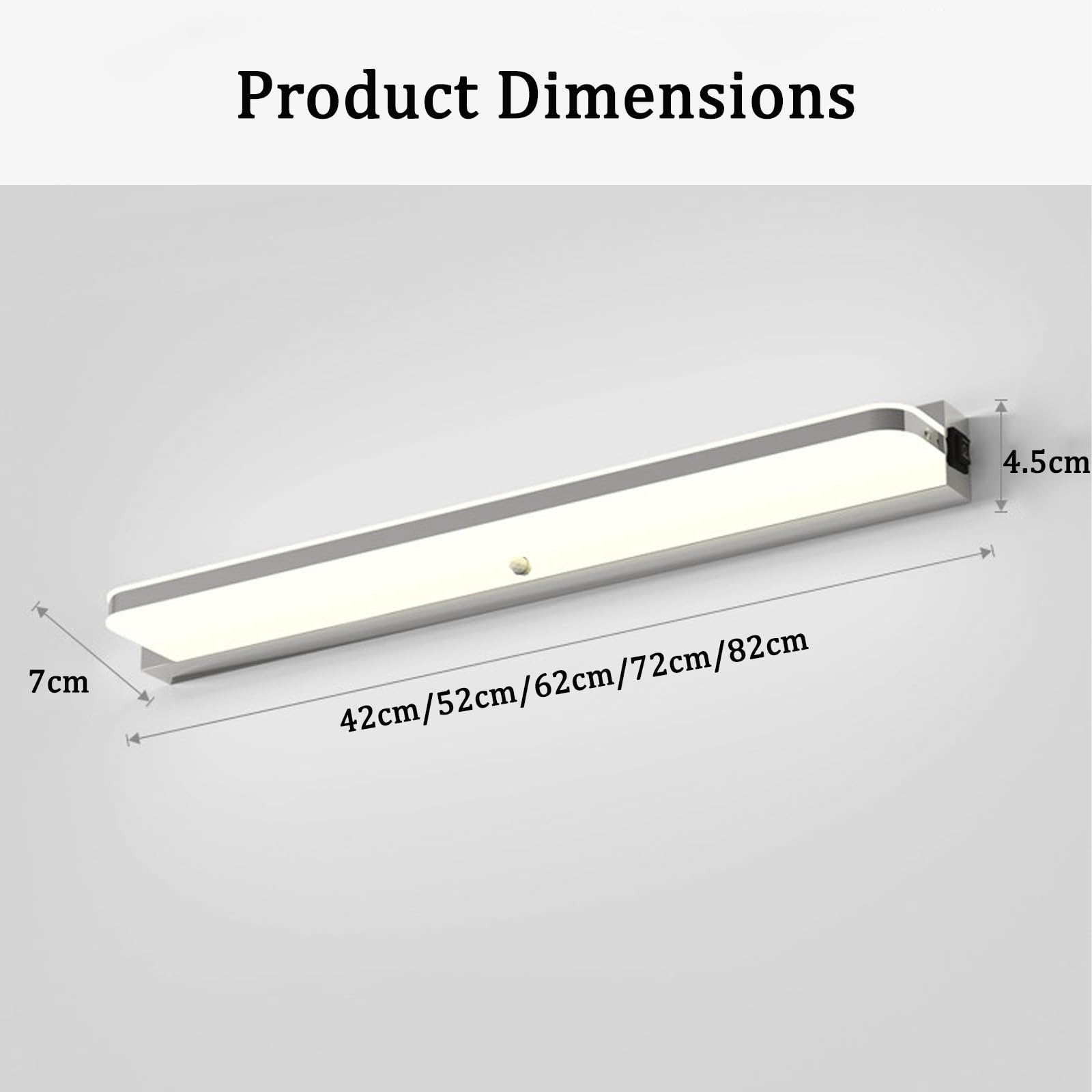LED Spiegelleuchte Bad Wandleuchten mit Bewegungsmelder Modern Wandbeleuchtung Wasserdicht Wandlampe Bildbeleuchtung für Badzimmer Badschrank Wohnzimmer Schminktisch (Silbernes Neutrales Licht,62cm)