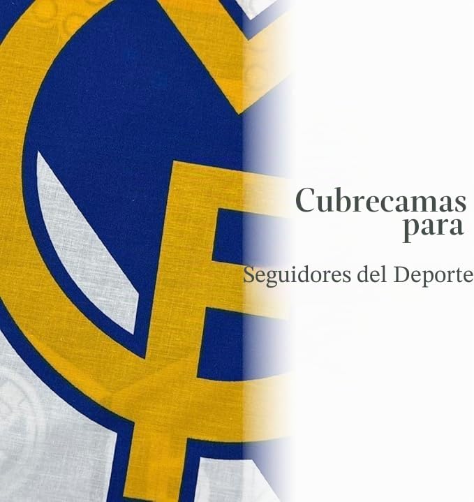Juego de Cama del R. Madrid Equipo de Fútbol (1 Funda de Edredón + 1 Funda de Almohada), Oficial Fútbol Madrid, Regalo R. Madrid, 50% Algodón y 50% Poliester, (L,135CM)