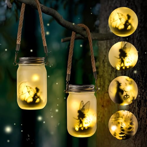 Adiwo 2 Stück Solarlaterne für außen, Solar Laterne im Einmachglas,...