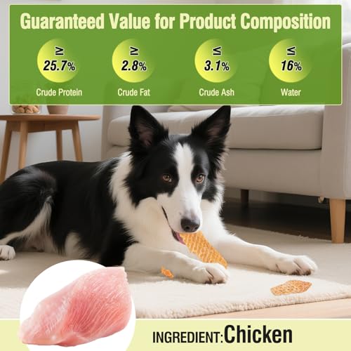 Hühnchen-Jerky-Hundesnacks, hergestellt aus 100% echter Hühnerbrust, Hundetrainingssnacks zum Kauen, gesunde Snacks, proteinreich, gesund und leicht verdaulich