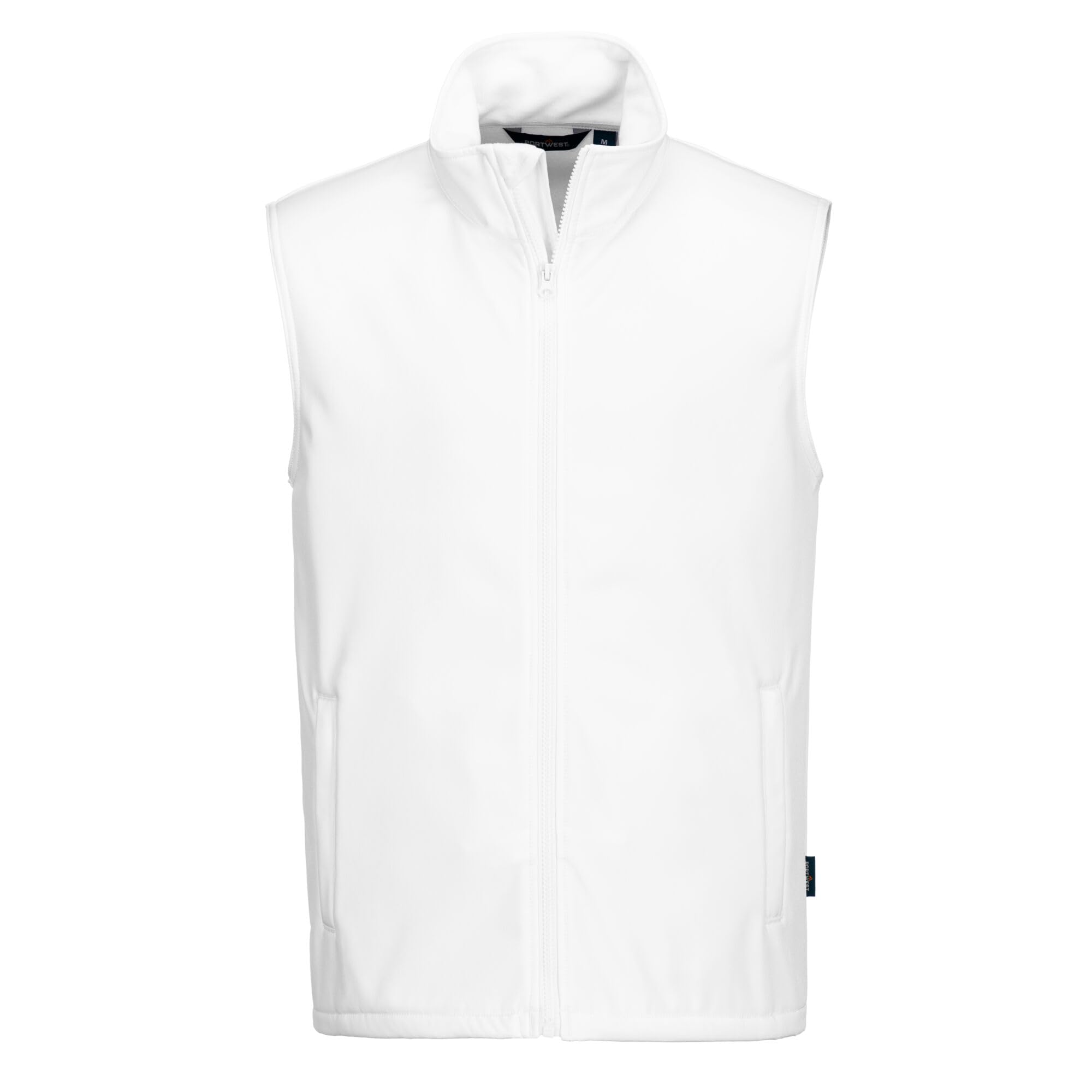 Portwest TK22 Print and Promo Softshell Gilet Water Resistant Windproof Breathable Two Layer Fabric Zipped Pockets Corporate Workwear Embroidery Ready Bodywarmer, White, M