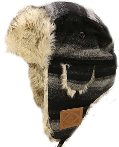 City Hunter W680 Wool Premium Solid Trapper Hats Multi Colors (Plaid Gray/Pink)