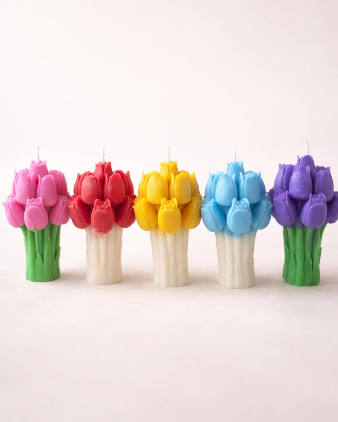 Candle Glow-Handmade Tulip Bouquet Candle – Decorative Floral Pillar Candle for Home Decor, Spring Gift, and Centerpiece – Scented Soy Wax Art (Multi)-image-12