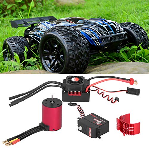 RC Motor Set 1/10, ESC Motor Servo 3650 4500KV Brushless Motor + 60A ESC mit Lüfter + 6KG Metall Servo (S0600M) + 25T Arm 1:10 RC Truck Zubehör