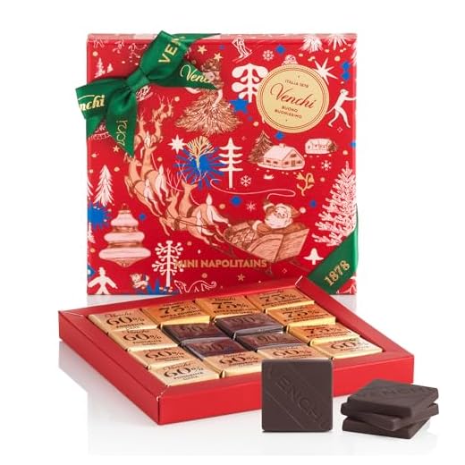 Venchi - Collezione Natale - Cofanetto con Cioccolatini Mini Blend, assortiti 47 g - Fondenti 60%, 75%, 90% - Vegano - Idea Regalo - Senza Glutine