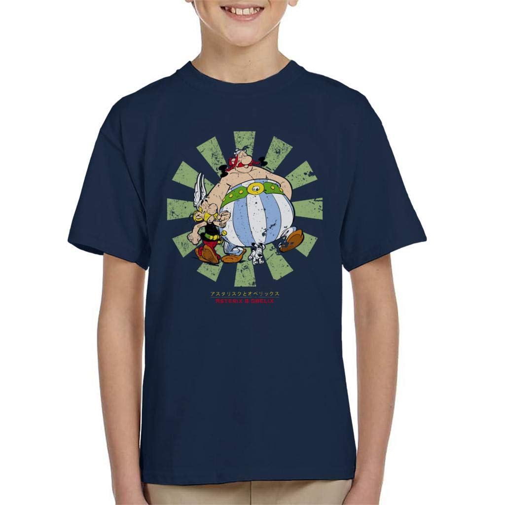 Cloud City 7 Navy Blue Asterix And Obelix Retro Japanese Kid's T-Shirt