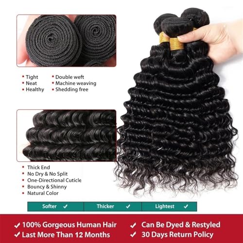 Cabello humano con cierre Diario de ondas profundas y encaje suizo 4x4 4