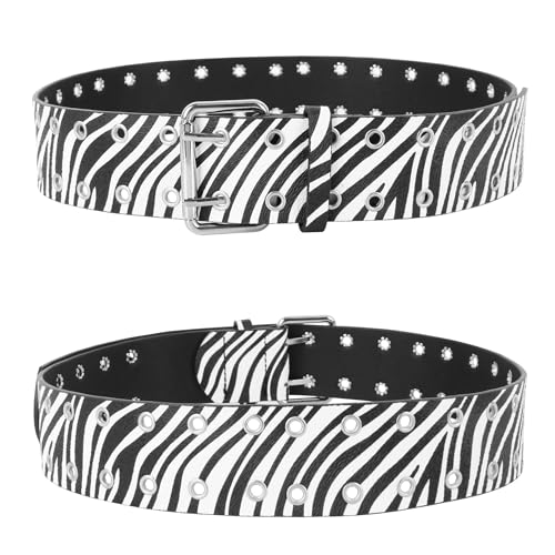 Aisi Women Wide Belt Fashion Faux Leather Zebra Print Dress Belt Personality Rivet studded Waistband Pin Buckle Belt2
