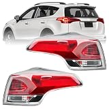Outer Driver & Passenger Side Tail Light Assembly Compatible with 2016 2017 2018 Toyota RAV4,Left and Right Rear Taillights Brake Lamps with Halogen Bulbs and Clear Lens (2 Packs)