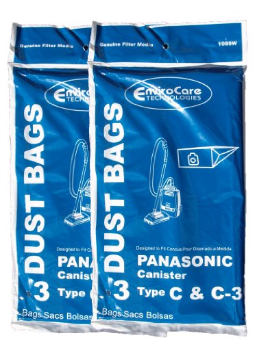 EnviroCare Replacement Vacuum Bags for Panasonic Type C C-3 C3 Canisters 6 Bags