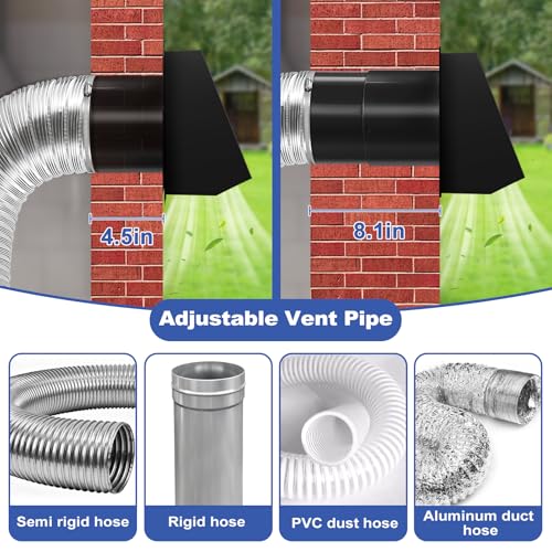 10 Inch Hooded Wall Vent with Screen and Damper, 10 Inch Range Hood Wall Vent Cap, Wall Exhaust Vent Cover, Outdoor Hooded Wall Vent for Dryer Vent, Outside Exterior Mount, Range Hood, Kitchen, Black by URYKEC - Used condition - Image 3
