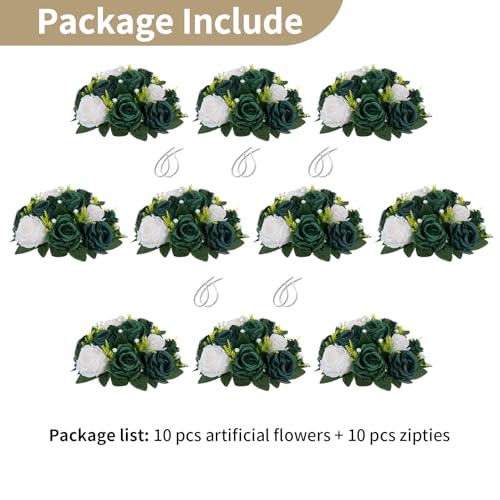 Image of NUPTIO Green Flower Ball Centerpieces: Artificial Rose for Table, 9.4 Inch
