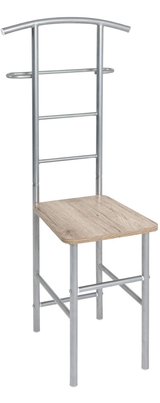 HAKU MöbelMen'S Valet Alu, San Remo Oak, Mdf, Metal - Size: W 46 cm X H 109 cm X D 46 cm, Style: Modern