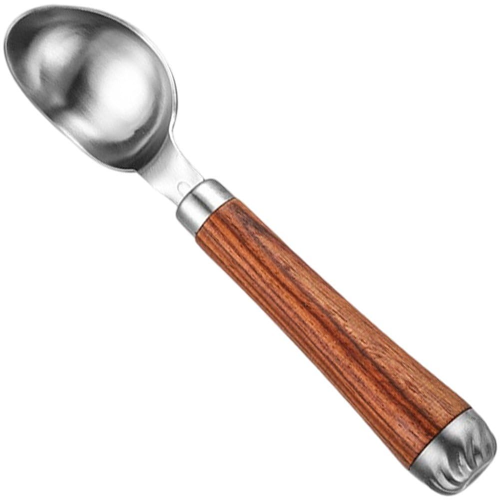 Łyżka do lodów ze stali nierdzewnej drewniany uchwyt łopatka do owoców melon Baller łyżka do ciasteczek łyżka kuchenna do tłuczonych ziemniaków, klopsików