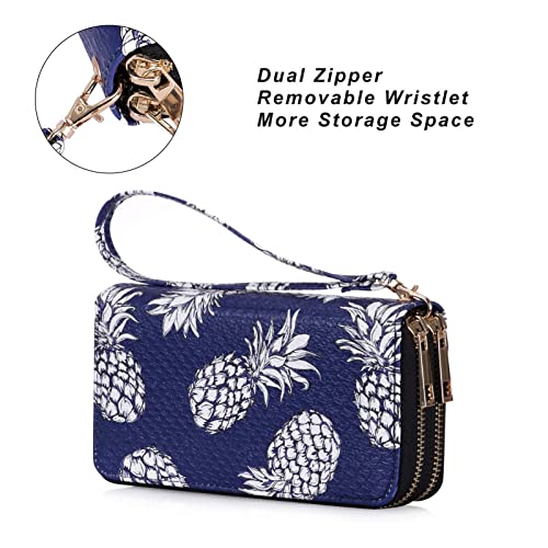 Image of Cellphone Wallet for Women Dual Zipper Long Purse with Removable Wristlet
