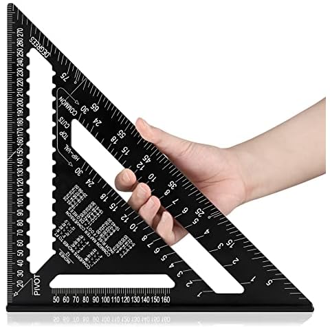 Beslands Rafter Square Metric 12 inch, Aluminum Carpenters Roofing Square, Metric Woodwork Square,Triangle Ruler Protractor Cover