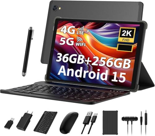 TIGERFU 2025 Newest Tablet 11 Pulgadas Android 15 Tablet con 36GB+256GB+2TB Expand, Octa-Core, 2K 2000 X 1200 Incell, 13MP+8MP, 8000mAh, 5G/2.4G WiFi, GPS, Bluetooth 5.0 - Negro